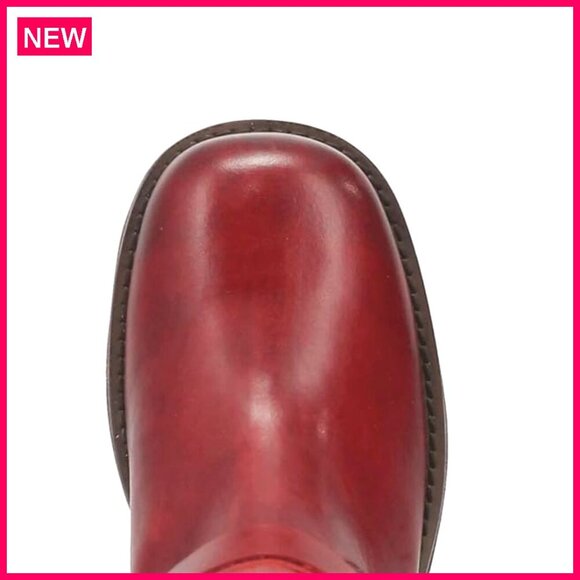 Women's Knee High Riding Boots Square Toe Chunky Heel Buckle Belts - Picture 6 of 6